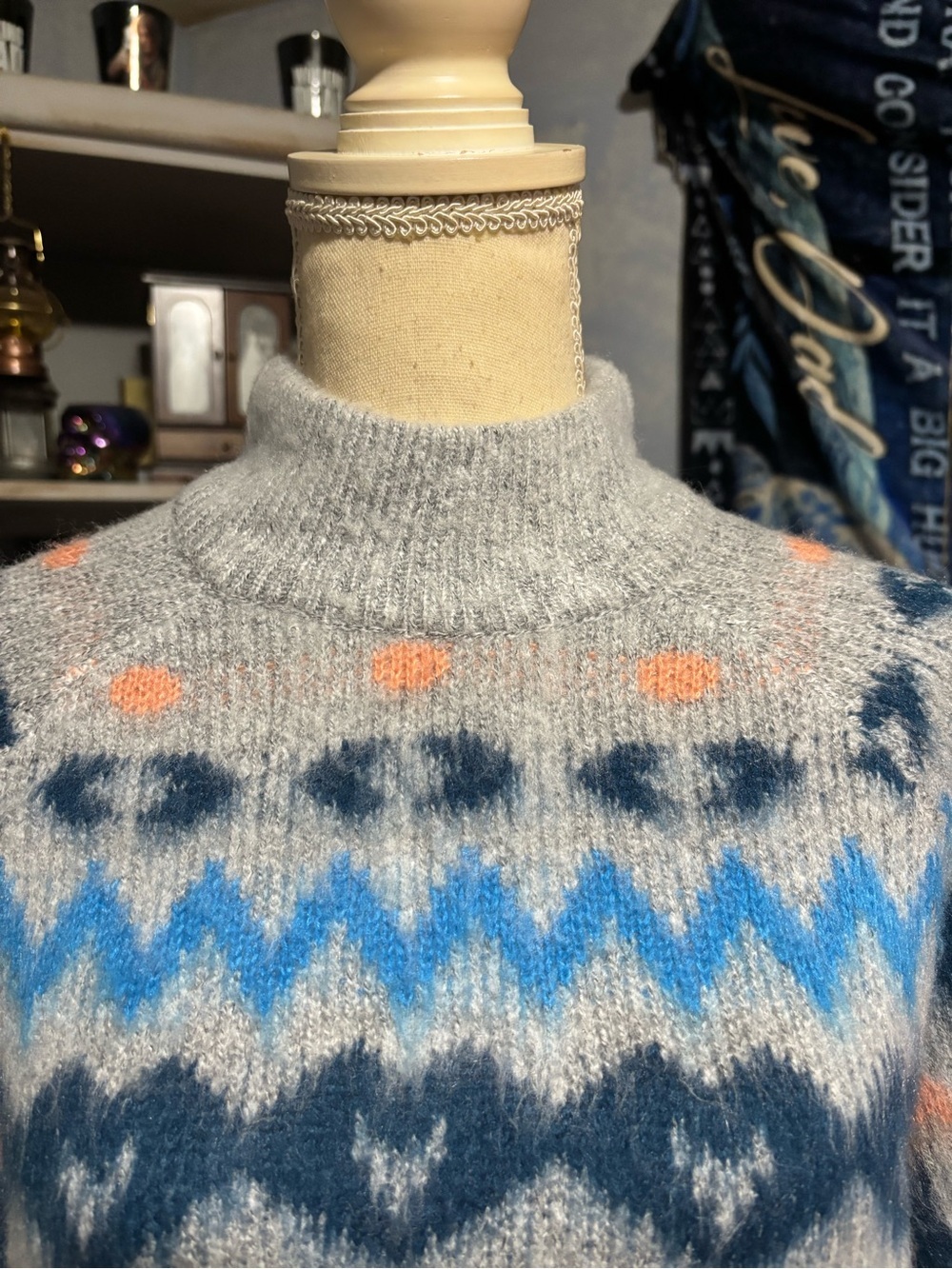 Noisy May Fuzzy Turtleneck Sweater Fair Isle Nordic Cozy Knit S - Picture 3 of 11